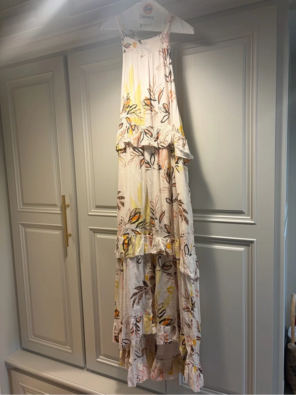 Free People Cream Floral Maxi Dress with Yellow and Brown Accents - Picture 2 of 3